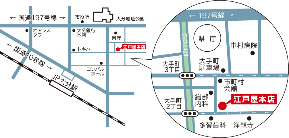 江戸屋本店アクセスマップ